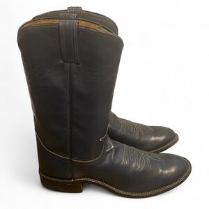 Tony Lama Western Cowboy Boots Blue Leather Embroidered Mens 9.5